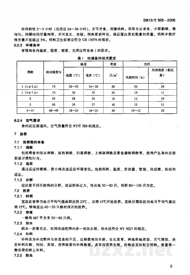 DB13/T 926-2008规模化生态放养鸡养殖技术规程 DB13/T 926-2008规模化生态放养鸡养殖技术规程