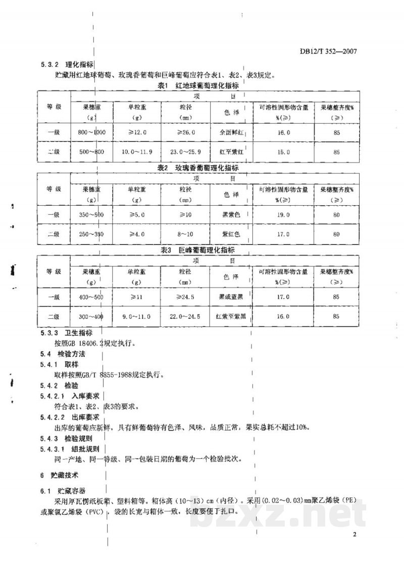 DB12/T 352-2007葡萄贮藏技术规范 DB12/T 352-2007葡萄贮藏技术规范