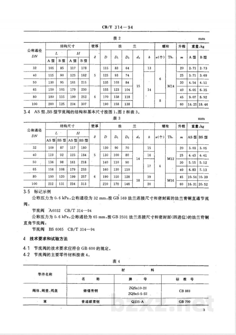 CB/T 314-1994 法兰青铜节流阀 CB/T 314-1994 法兰青铜节流阀