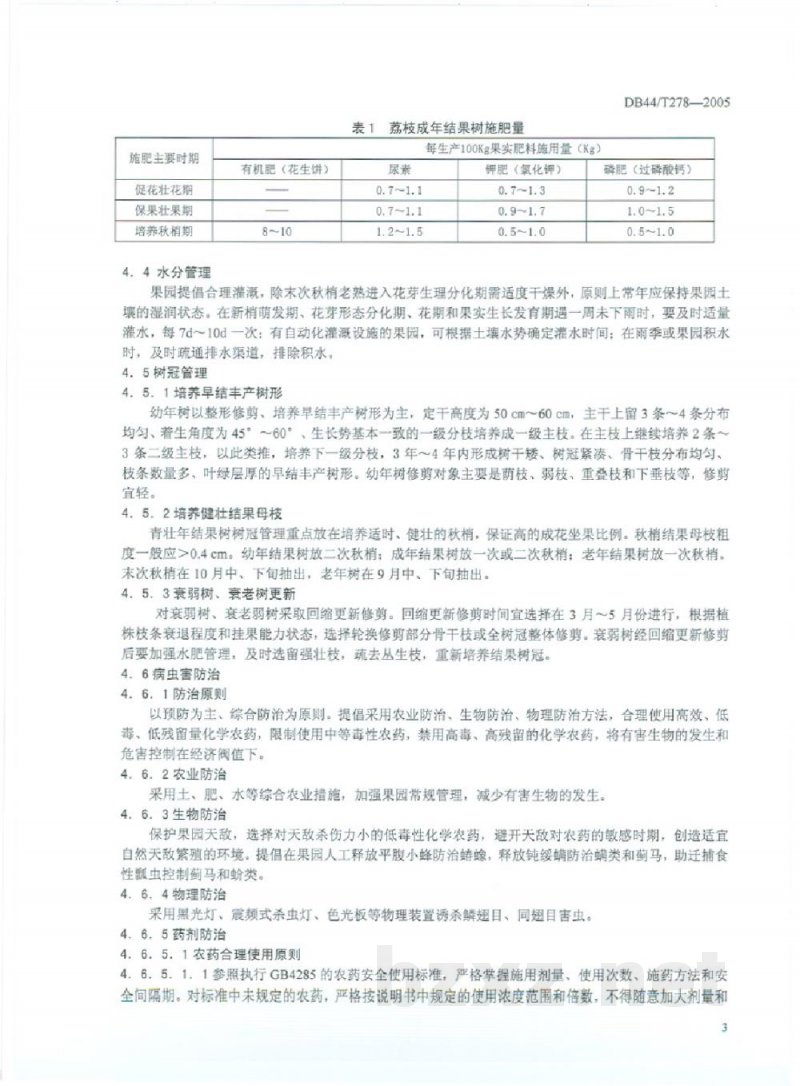 DB44/T 278-2005双肩玉荷包荔枝生产技术规程 DB44/T 278-2005双肩玉荷包荔枝生产技术规程