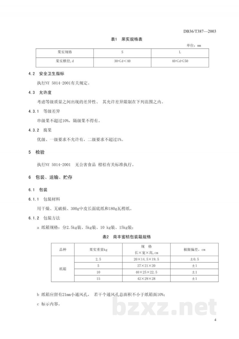 DB36/T 387-2003无公害食品 南丰密桔 DB36/T 387-2003无公害食品 南丰密桔