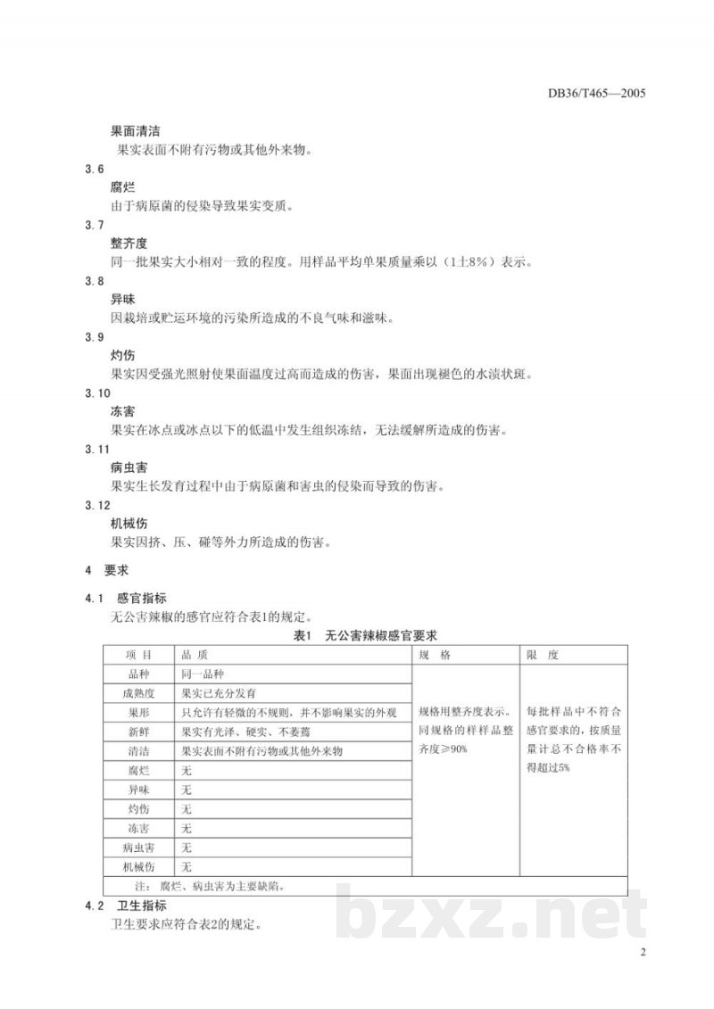 DB36/T 465-2005无公害食品 辣椒 DB36/T 465-2005无公害食品 辣椒