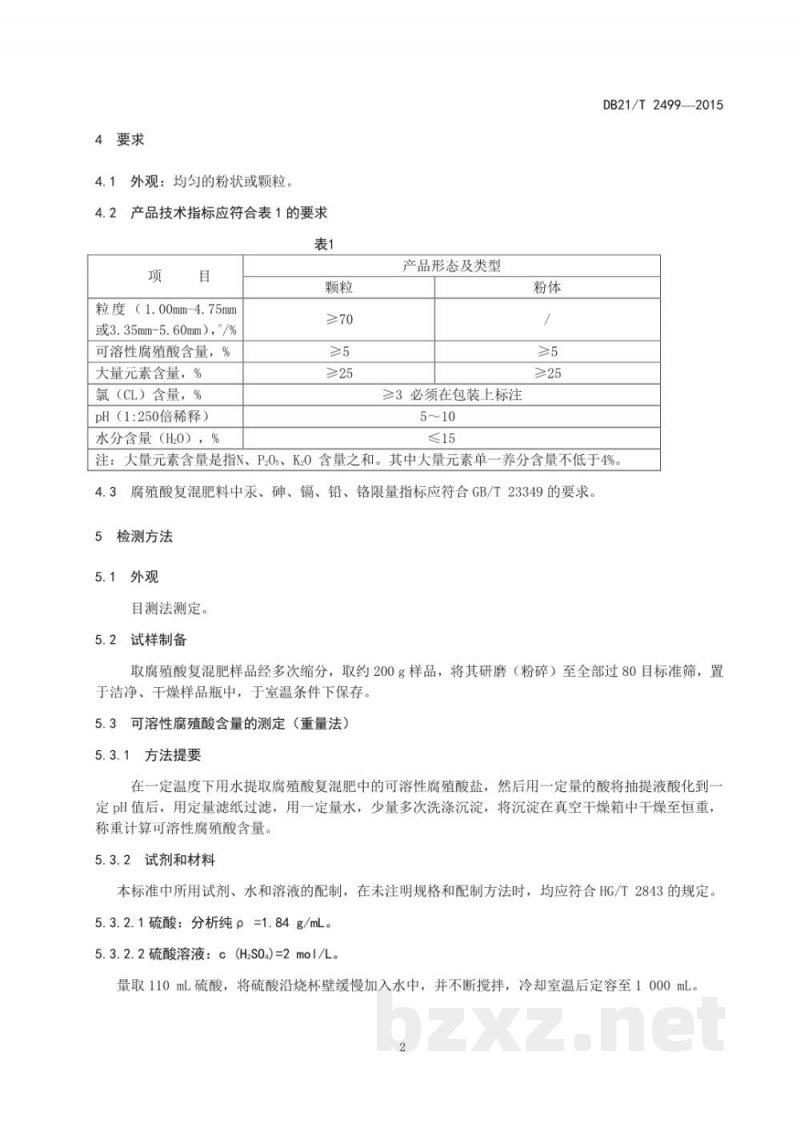 DB21/T 2499-2015腐殖酸复混肥料 DB21/T 2499-2015腐殖酸复混肥料