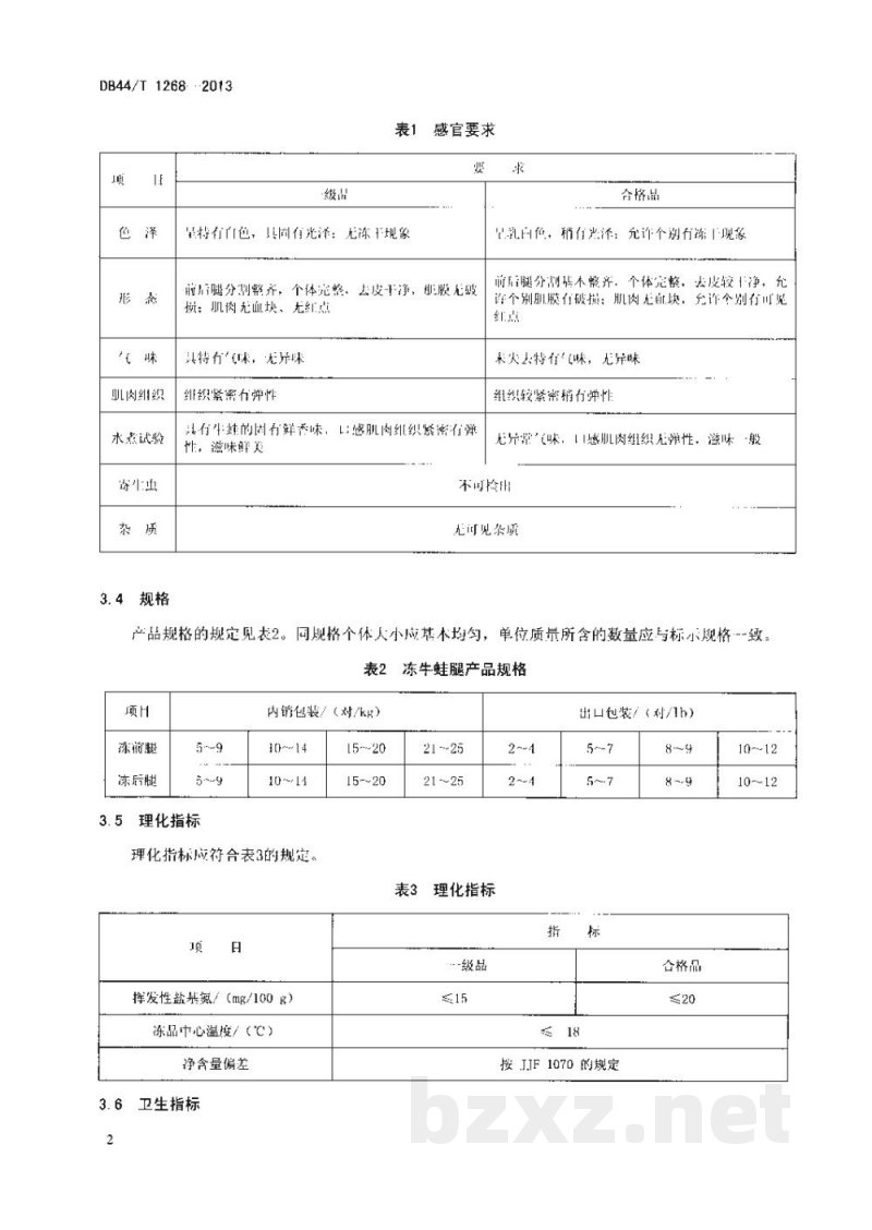 DB44/T 1268-2013冻牛蛙腿 DB44/T 1268-2013冻牛蛙腿