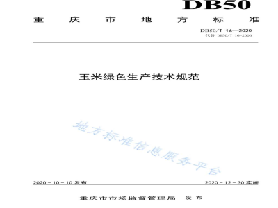 DB50/T 16-2020玉米绿色生产技术规范