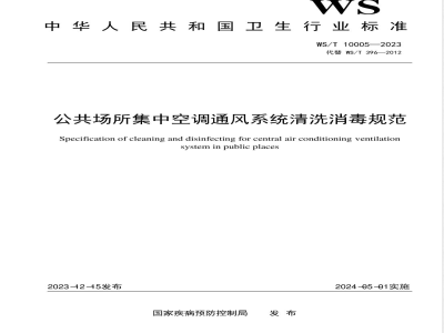 WS/T 10005-2023公共场所集中空调通风系统清洗消毒规范 