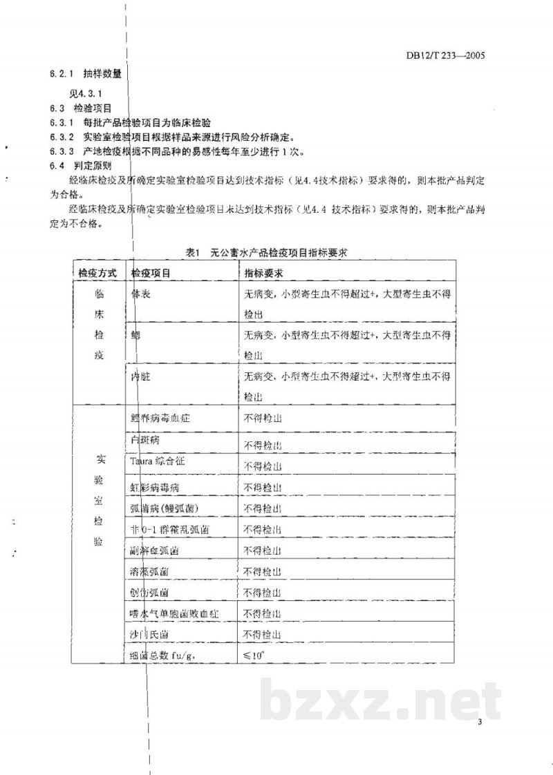 DB12/T 233-2005无公害水产品 检疫技术规范 DB12/T 233-2005无公害水产品 检疫技术规范