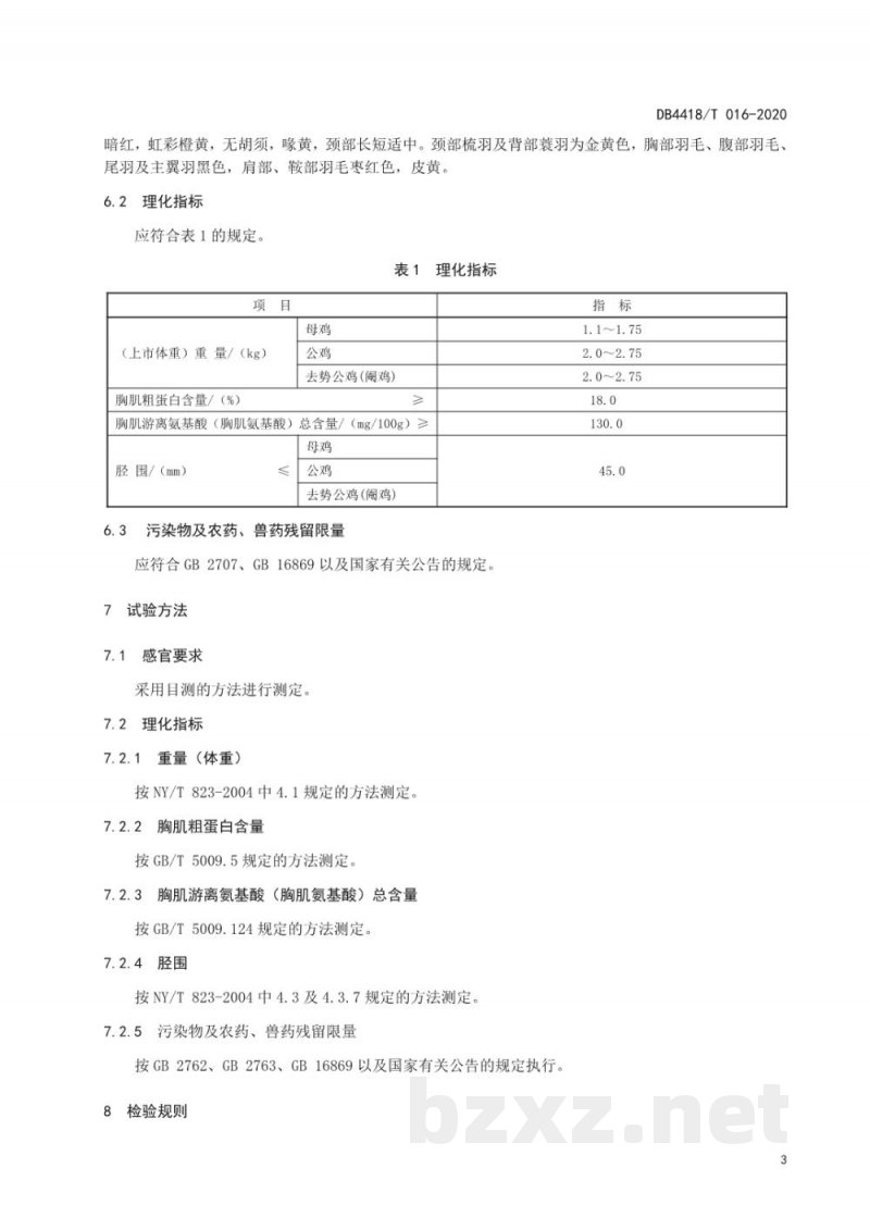 DB4418/T 016-2020地理标志产品 清远鸡 DB4418/T 016-2020地理标志产品 清远鸡