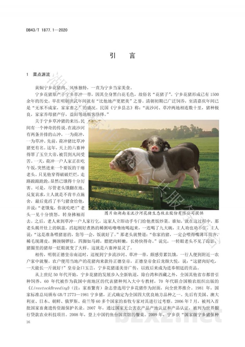 DB43/T 1877.1-2020宁乡口味菜 第1部分:黄焖花猪肉 DB43/T 1877.1-2020宁乡口味菜 第1部分:黄焖花猪肉
