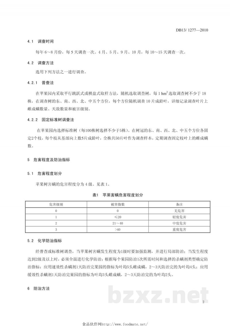 DB13/T 1277-2010苹果树害螨综合防治技术规程 DB13/T 1277-2010苹果树害螨综合防治技术规程