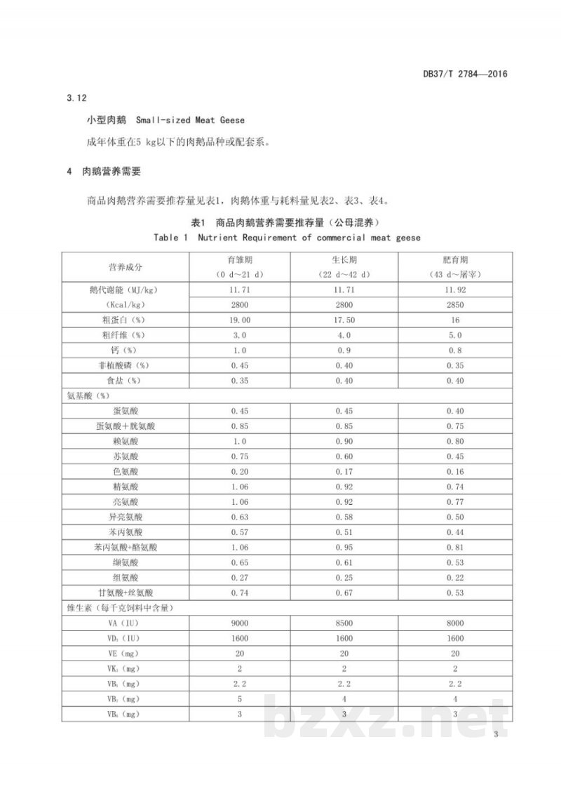 DB37/T 2784-2016商品肉鹅饲养标准 DB37/T 2784-2016商品肉鹅饲养标准