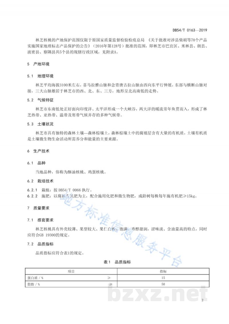 DB54/T 0163-2019地理标志产品 林芝核桃 DB54/T 0163-2019地理标志产品 林芝核桃