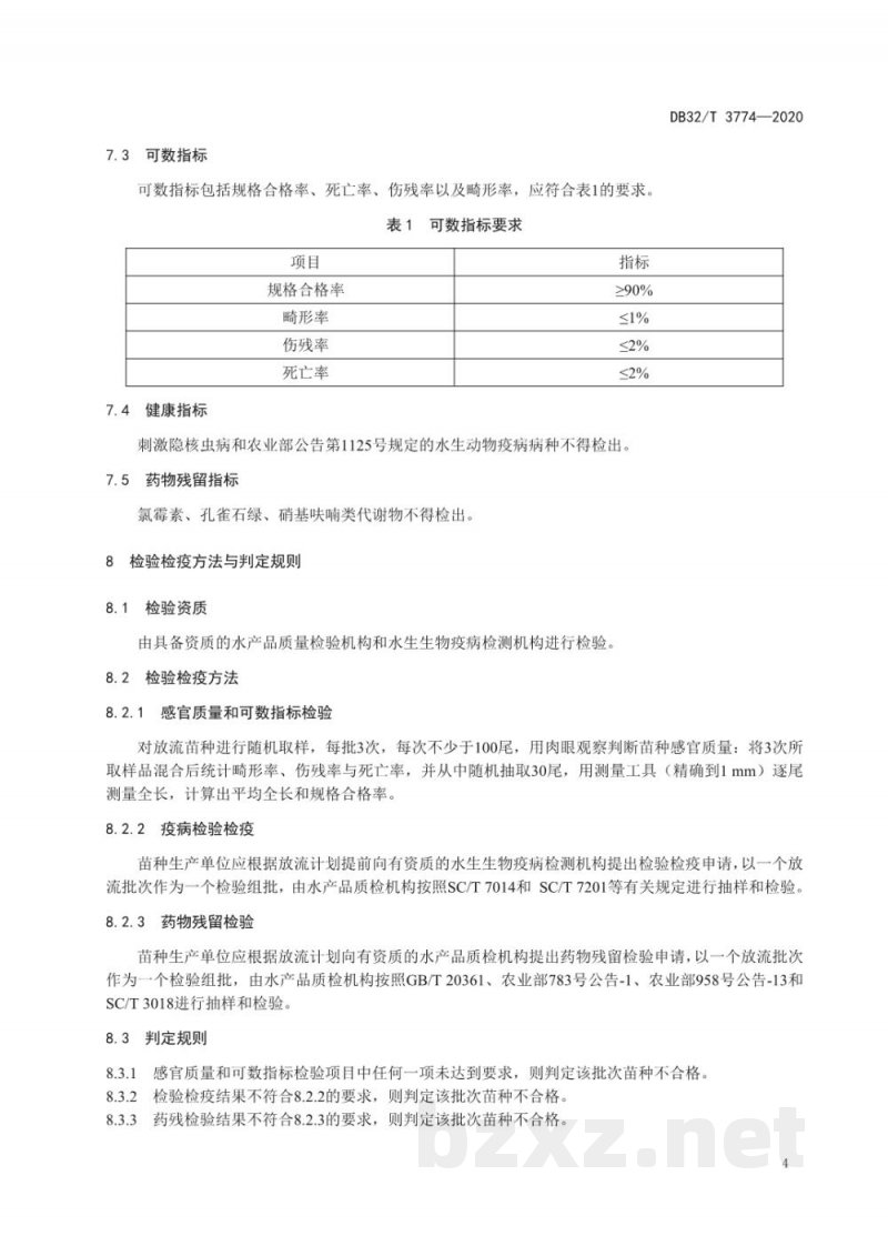 DB32/T 3774-2020水生生物增殖放流技术规范 菊黄东方鲀