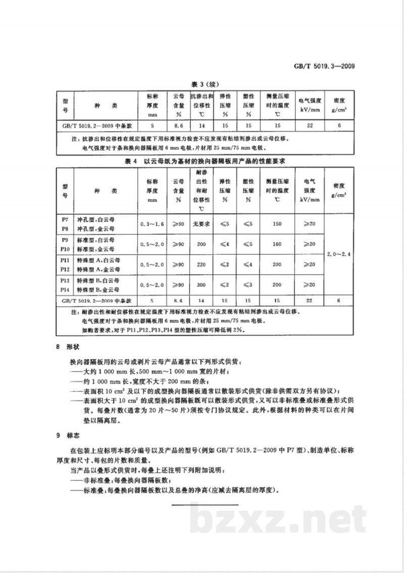 GB/T 5019.3-2009 以云母为基的绝缘材料 第3部分:换向器隔板和材料 GB/T 5019.3-2009 以云母为基的绝缘材料 第3部分:换向器隔板和材料