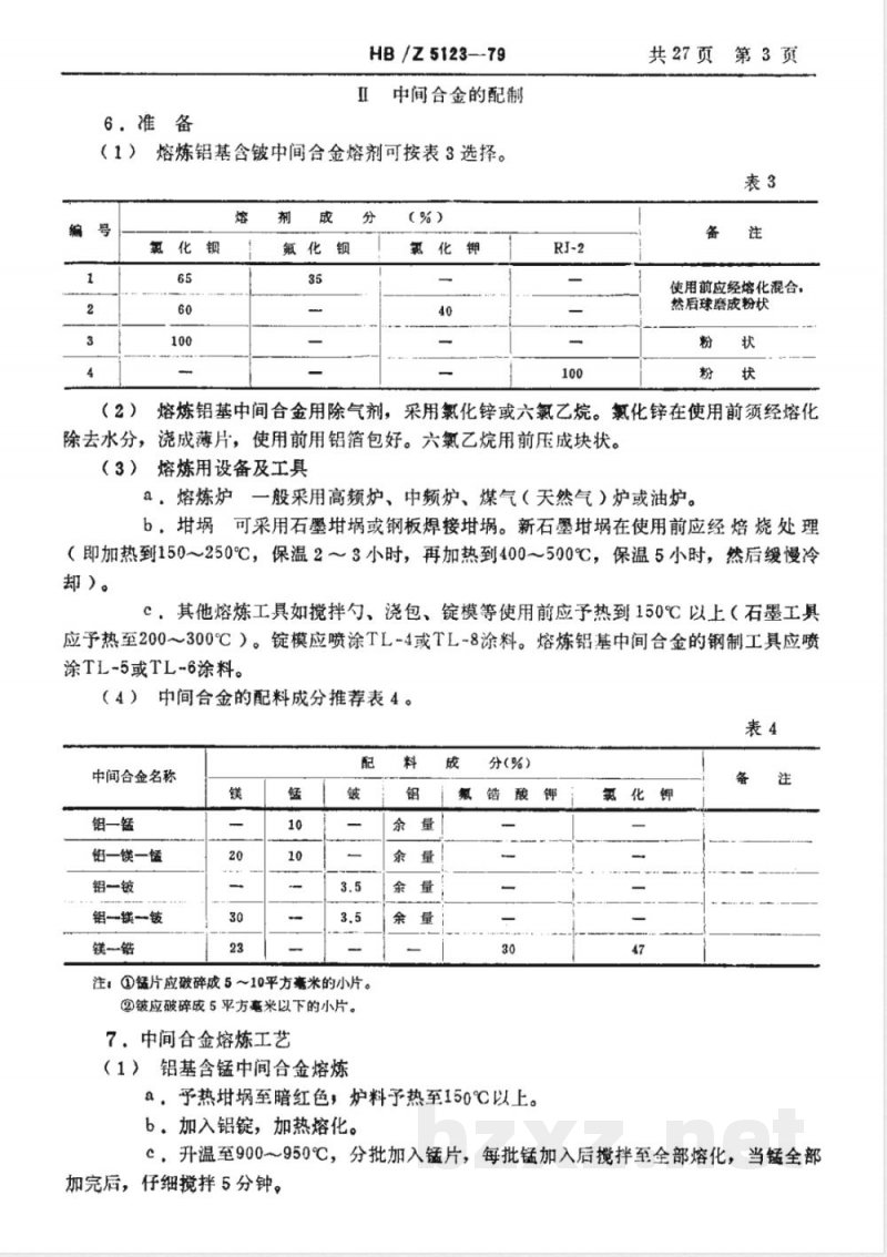 HB/Z 5123-79 镁合金铸造