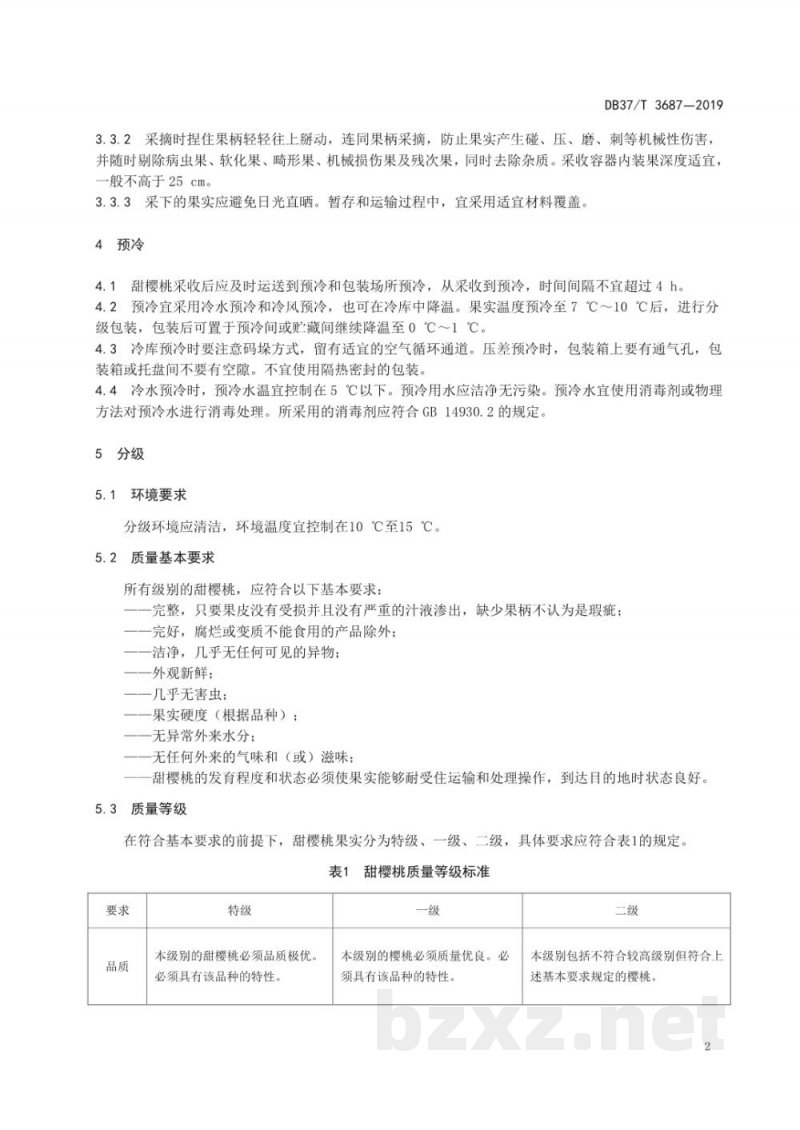 DB37/T 3687-2019甜樱桃采后处理技术规程 DB37/T 3687-2019甜樱桃采后处理技术规程