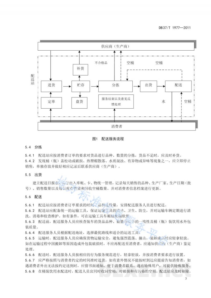 DB37/T 1977-2011桶(瓶)装饮用水配送服务规范 DB37/T 1977-2011桶(瓶)装饮用水配送服务规范