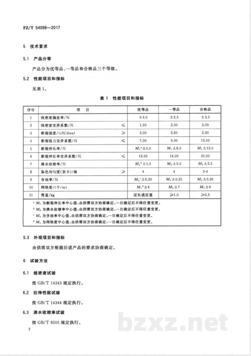 FZ/T 54098-2017聚乳酸牵伸丝 