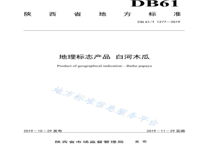 DB61/T 1277-2019地理标志产品 白河木瓜