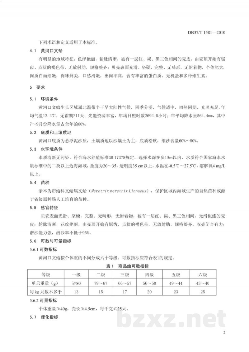 DB37/T 1581-2010地理标志产品 黄河口文蛤 DB37/T 1581-2010地理标志产品 黄河口文蛤