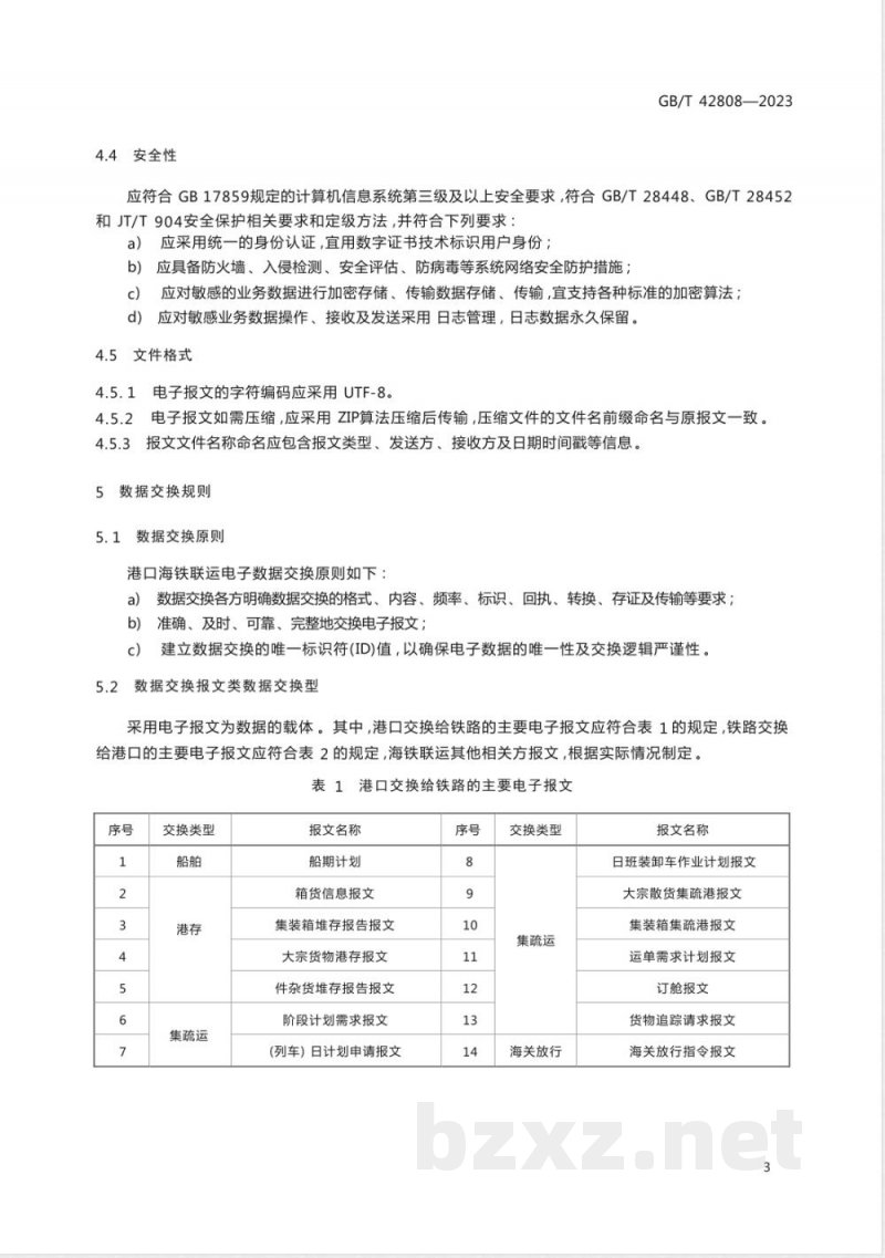 GB/T 42808-2023港口海铁联运电子数据交换技术要求 