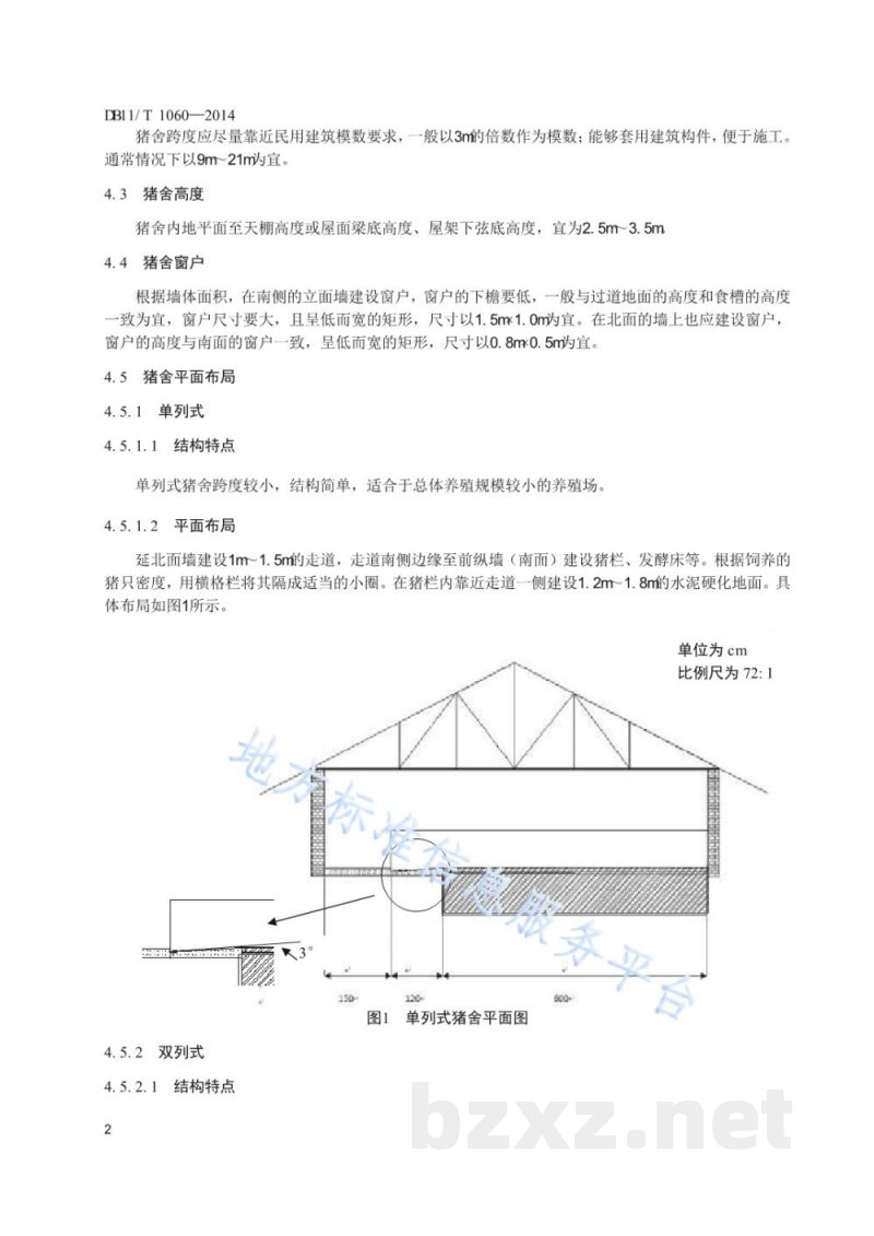 DB11/T 1060-2014生物发酵床养猪猪舍设计要求 DB11/T 1060-2014生物发酵床养猪猪舍设计要求