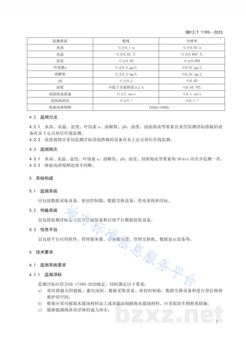 DB12/T 1195-2023海洋牧场在线监测系统建设技术规范