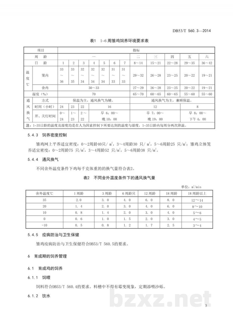 DB53/T 560.3-2014蛋鸡健康养殖 第3部分:蛋鸡饲养管理 DB53/T 560.3-2014蛋鸡健康养殖 第3部分:蛋鸡饲养管理