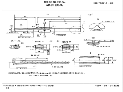HB 7387.9-1996 钢丝绳接头 螺栓接头
