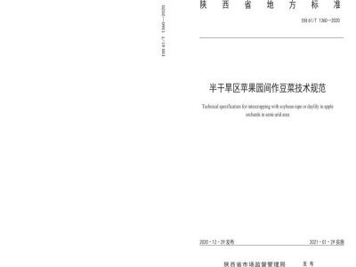 DB61/T 1360-2020半干旱区苹果园间作豆菜技术规范