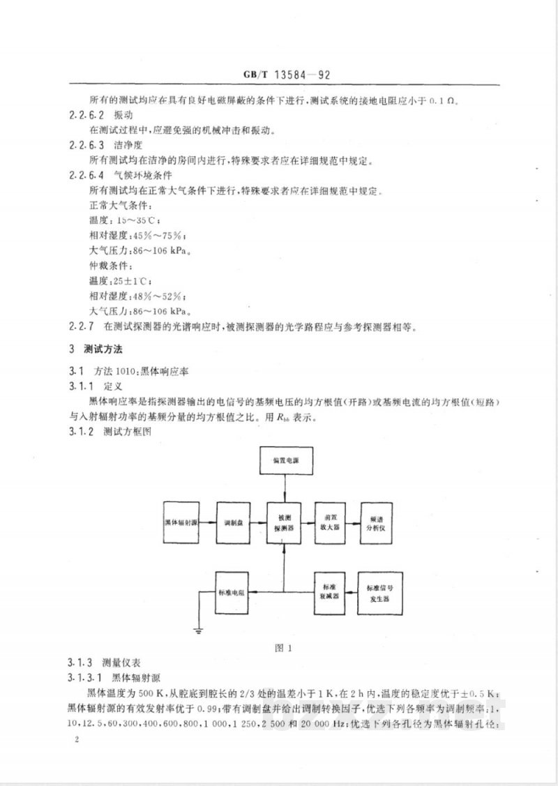 GB/T 13584-1992 红外探测器参数测试方法 GB/T 13584-1992 红外探测器参数测试方法