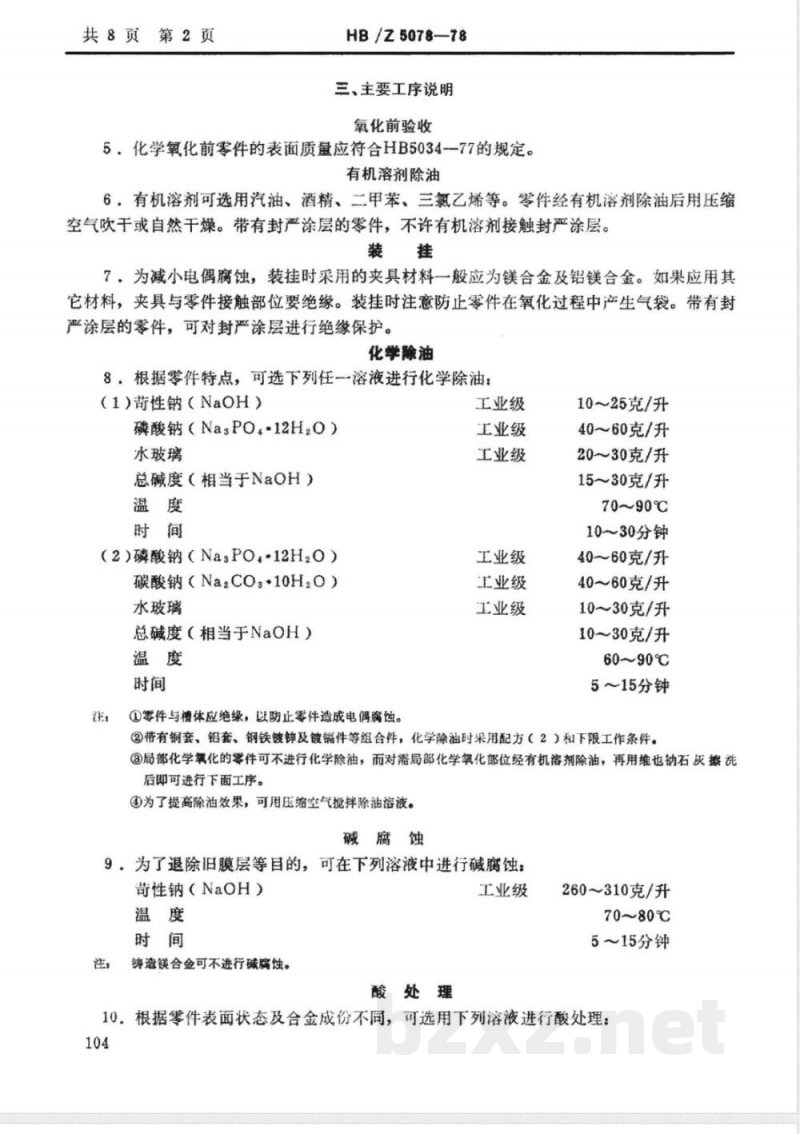 HB/Z 5078-1978 镁合金化学氧化工艺 HB/Z 5078-1978 镁合金化学氧化工艺