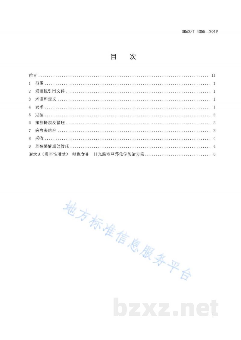 DB62/T 4055-2019绿色食品 日光温室草莓生产技术规程