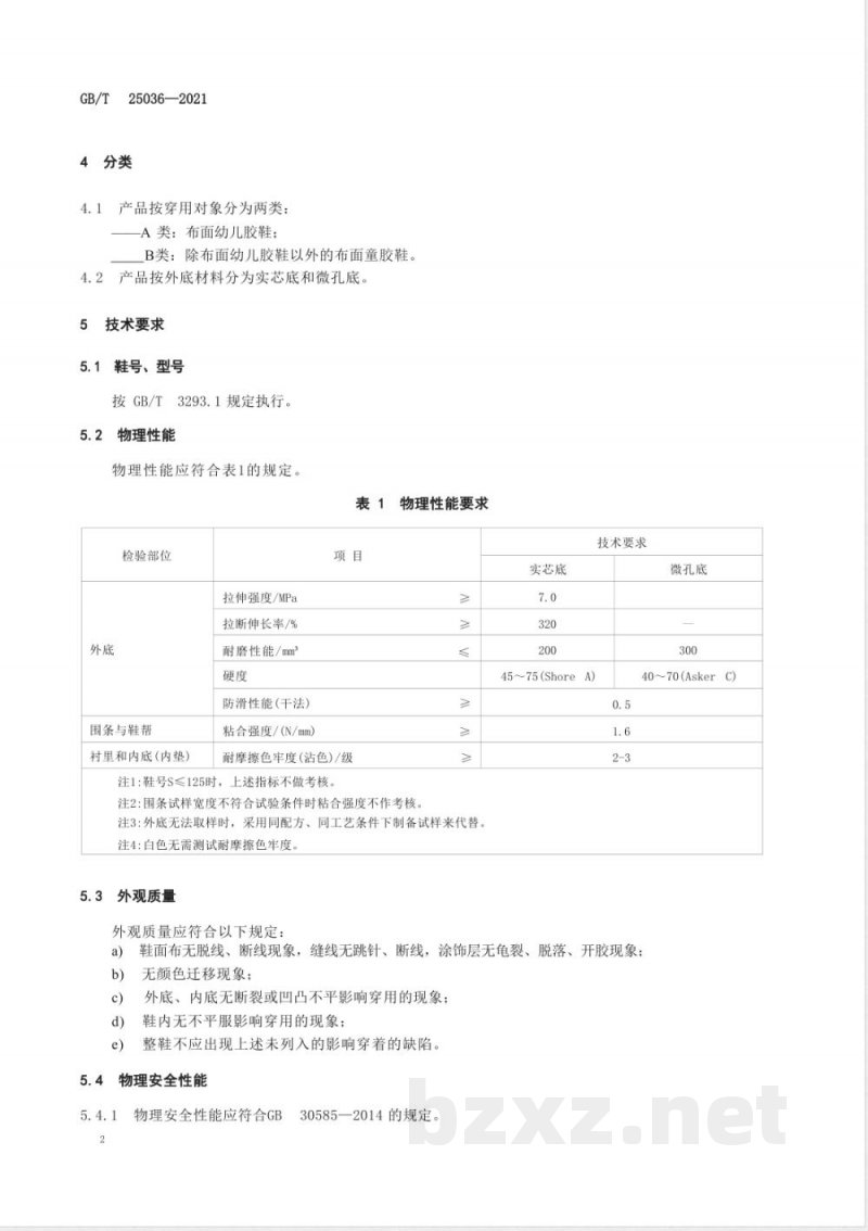 GB/T 25036-2021布面童胶鞋 GB/T 25036-2021布面童胶鞋