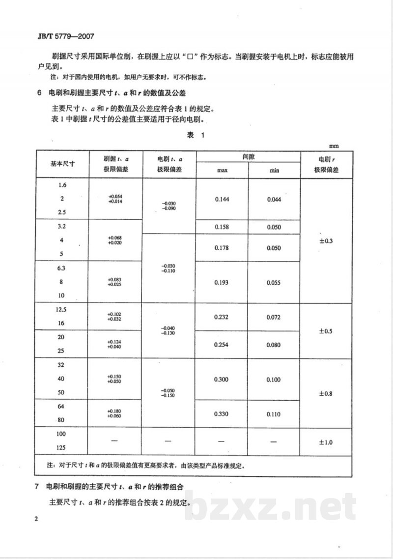 JB/T 5779-2007 电机用刷握尺寸