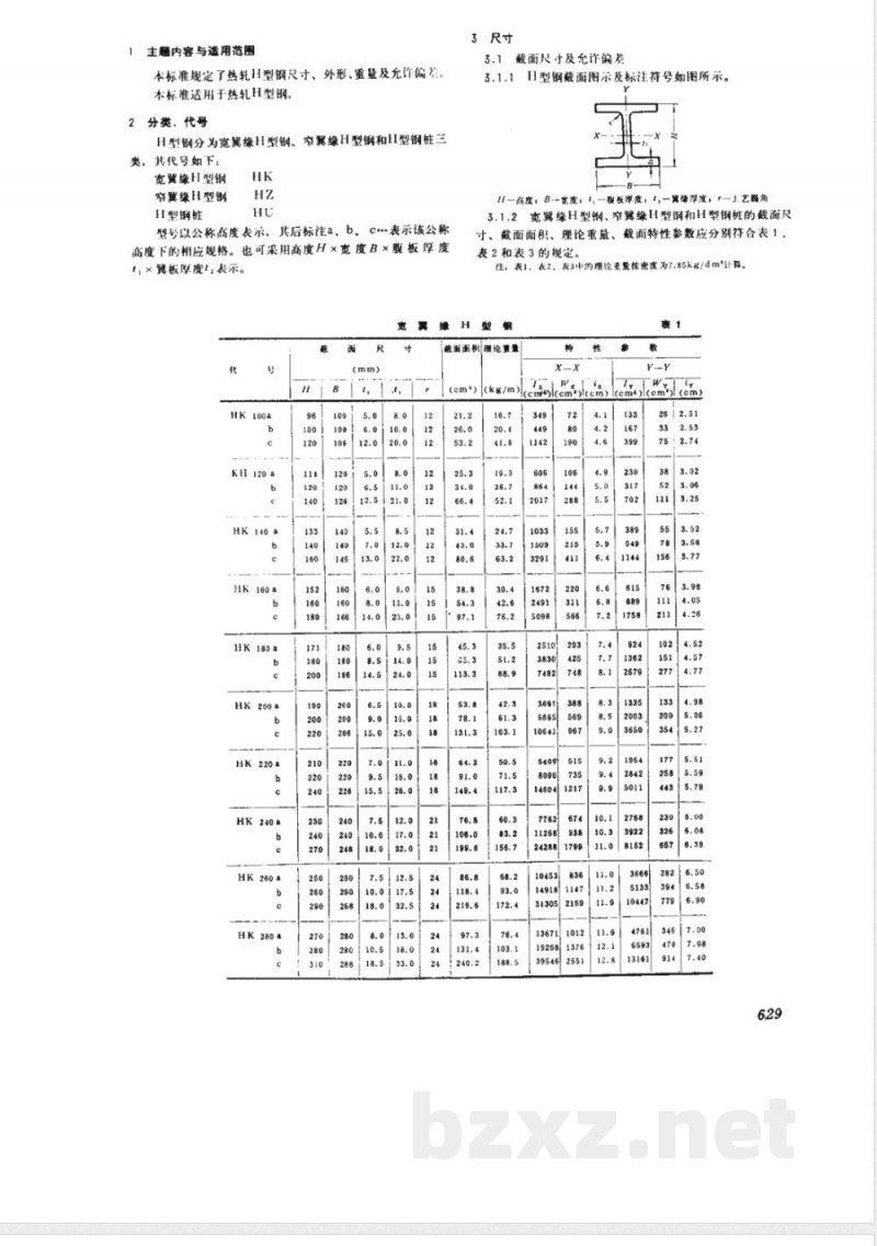 GB 11263-1989 热轧H型钢尺寸、外型、重量及允许偏差 GB 11263-1989 热轧H型钢尺寸、外型、重量及允许偏差