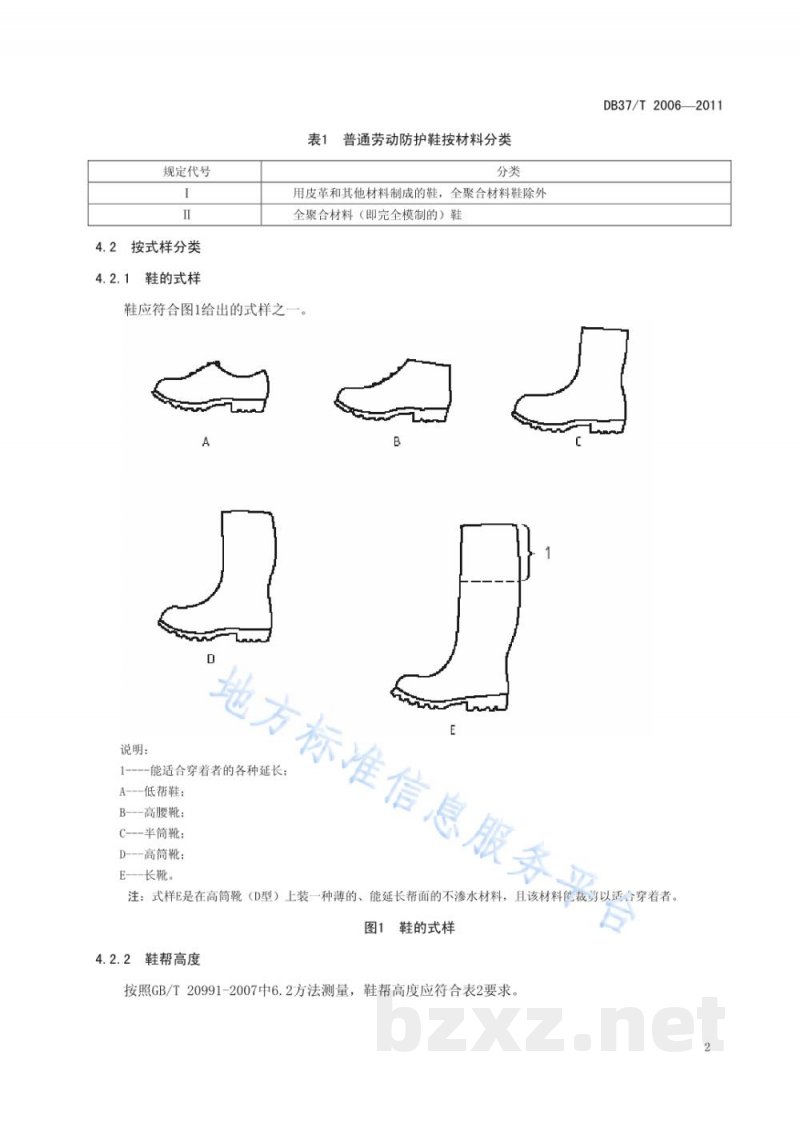 DB37/T 2006-2011普通劳动防护鞋安全技术要求 DB37/T 2006-2011普通劳动防护鞋安全技术要求