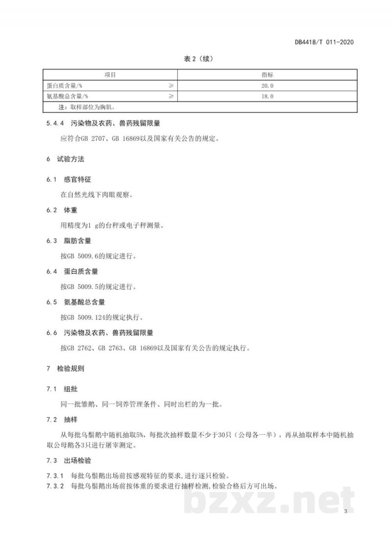 DB4418/T 011-2020地理标志产品 清远乌鬃鹅 DB4418/T 011-2020地理标志产品 清远乌鬃鹅