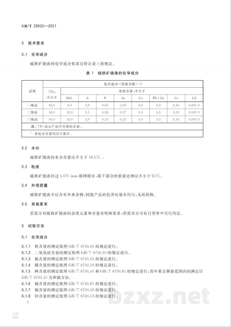 GB/T 29502-2021硫铁矿烧渣 