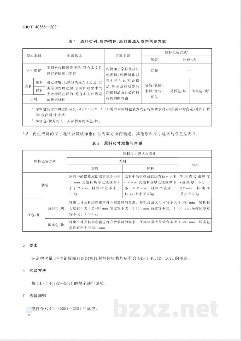 GB/T 40386-2021再生纯铝原料 GB/T 40386-2021再生纯铝原料