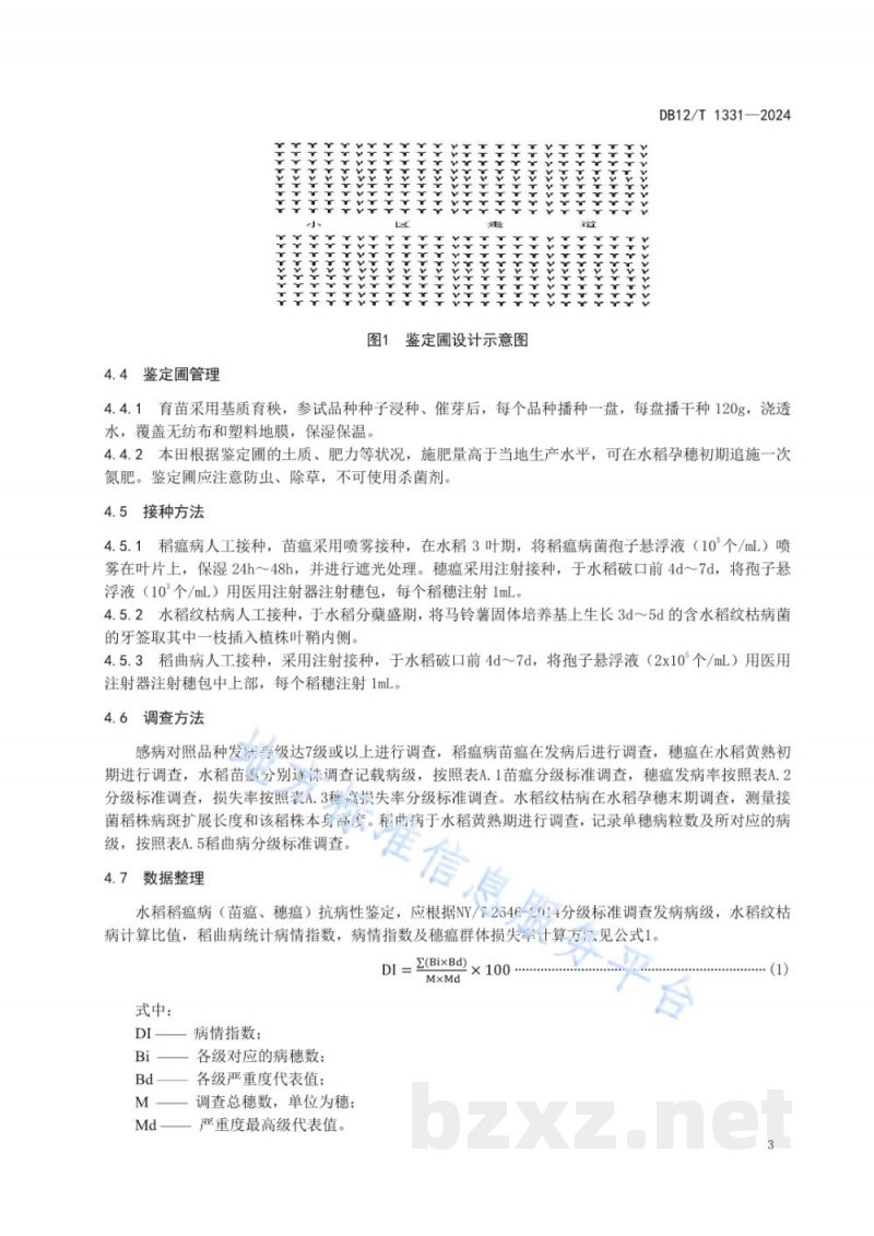 DB12/T 1331-2024天津小站稻 品种区域试验抗病性鉴定规程 DB12/T 1331-2024天津小站稻 品种区域试验抗病性鉴定规程