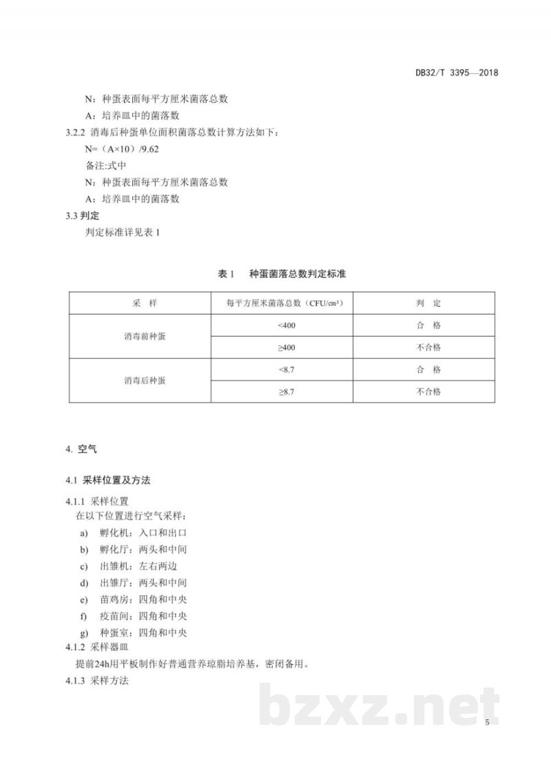 DB32/T 3395-2018鸡孵化厂菌落总数检测与评判 DB32/T 3395-2018鸡孵化厂菌落总数检测与评判
