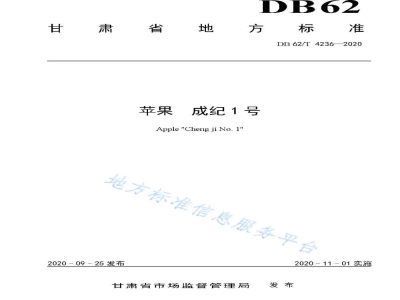 DB62/T 4236-2020苹果 成纪1 号