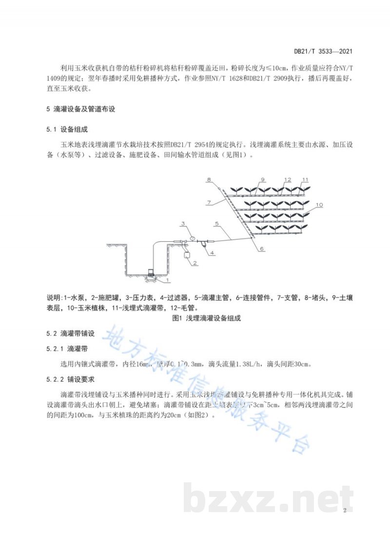 DB21/T 3533-2021玉米秸秆覆盖滴灌节水栽培技术规程 DB21/T 3533-2021玉米秸秆覆盖滴灌节水栽培技术规程