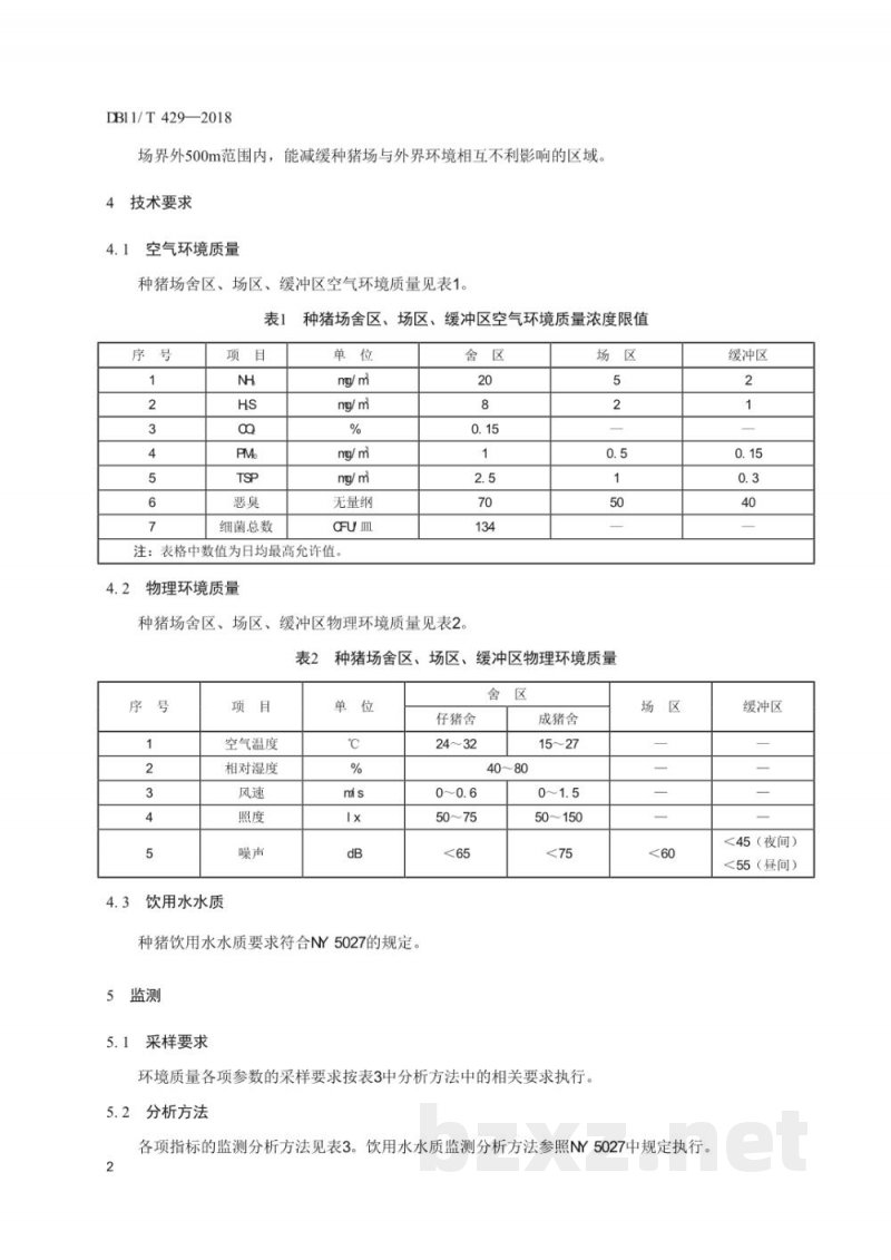 DB11/T 429-2018种猪场舍区、场区、缓冲区环境质量要求 DB11/T 429-2018种猪场舍区、场区、缓冲区环境质量要求