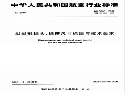 HB 5965-2002 枞树形榫头、榫槽尺寸标注与技术要求