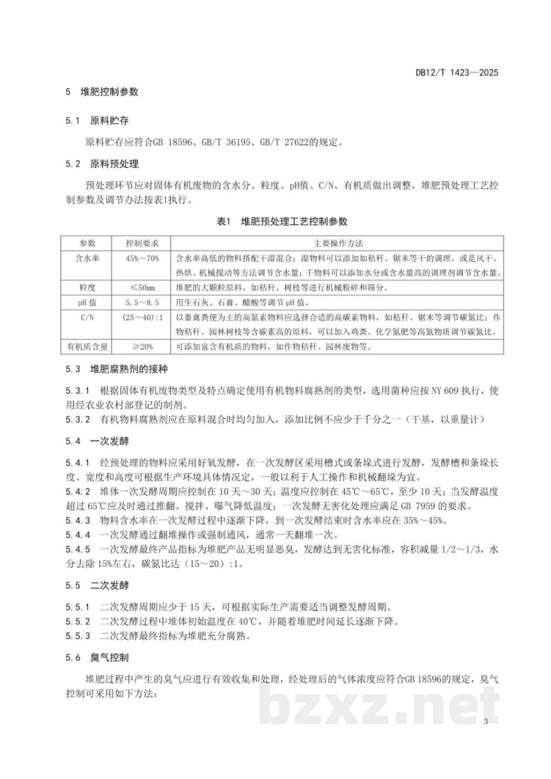 DB12/T 1423-2025堆肥过程质量控制技术规程 DB12/T 1423-2025堆肥过程质量控制技术规程