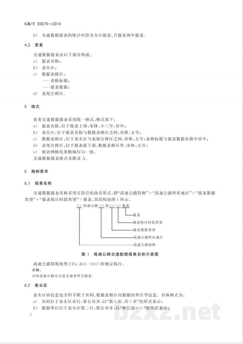 GB/T 30679-2014高速公路交通数据报表格式 