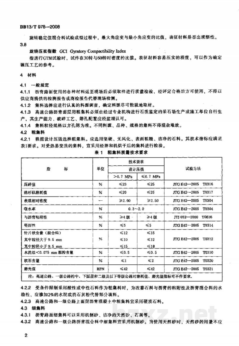 DB13/T 978-2008旋转压实剪切实验法(GTM)沥青混合料设计与施工技术规范 DB13/T 978-2008旋转压实剪切实验法(GTM)沥青混合料设计与施工技术规范