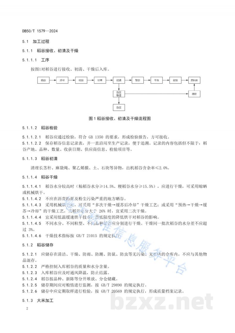 DB50/T 1579-2024大米生产加工技术规范 DB50/T 1579-2024大米生产加工技术规范